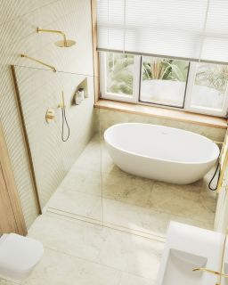 Душевая перегородка MaybahGlass MGD-695-3ш 79см золото